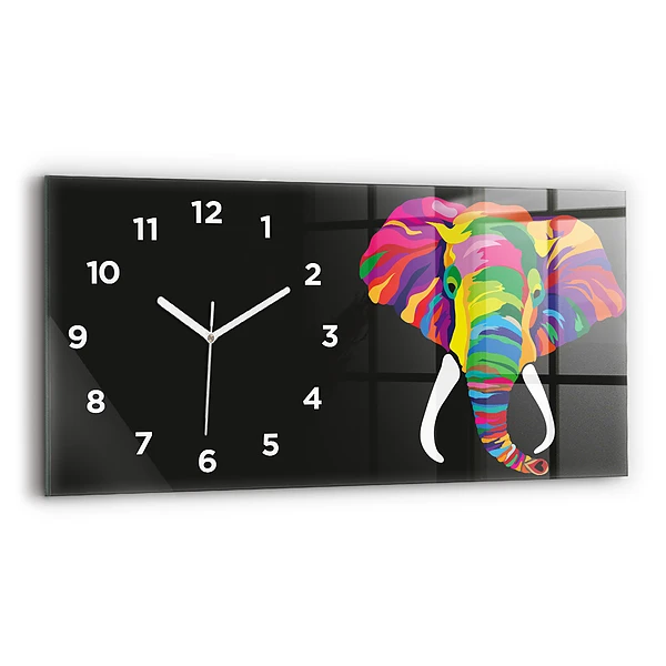 Horizontale Uhr Bunter Elefant