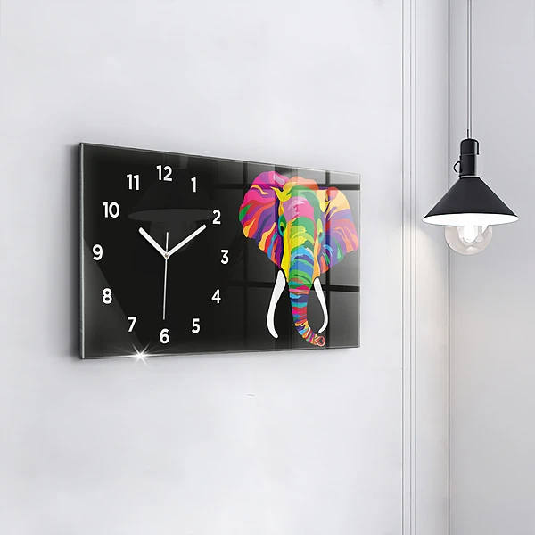Horizontale Uhr Bunter Elefant
