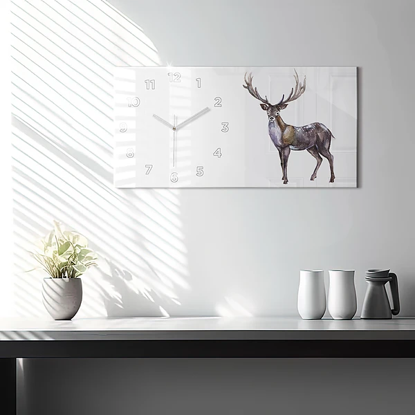 Horizontale Uhr mit motiv Hirsch König des Waldes