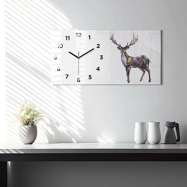 Horizontale Uhr mit motiv Hirsch König des Waldes