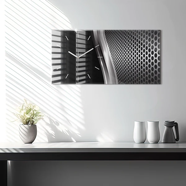 Horizontale Uhr mit motiv Schwarzes Metall Abstraktion