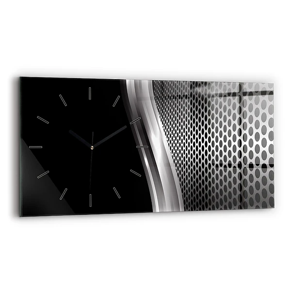 Horizontale Uhr mit motiv Schwarzes Metall Abstraktion