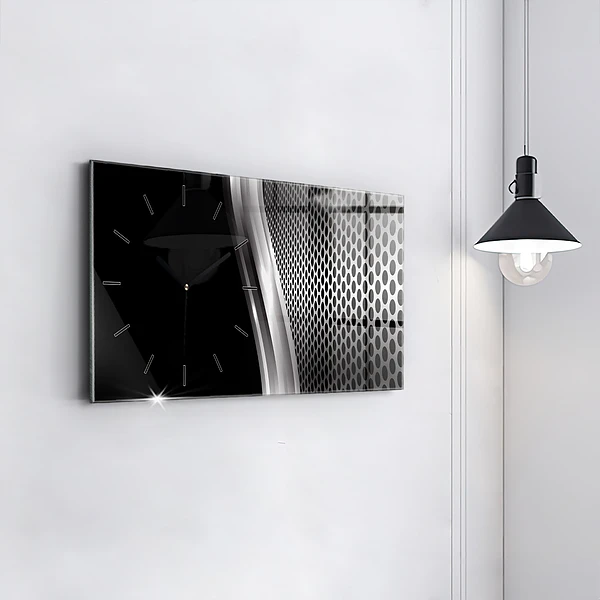 Horizontale Uhr mit motiv Schwarzes Metall Abstraktion