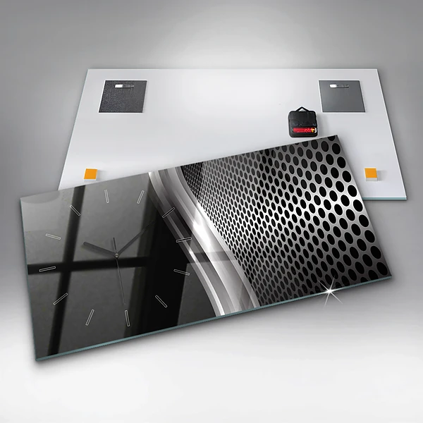 Horizontale Uhr mit motiv Schwarzes Metall Abstraktion