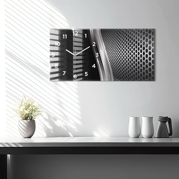 Horizontale Uhr mit motiv Schwarzes Metall Abstraktion