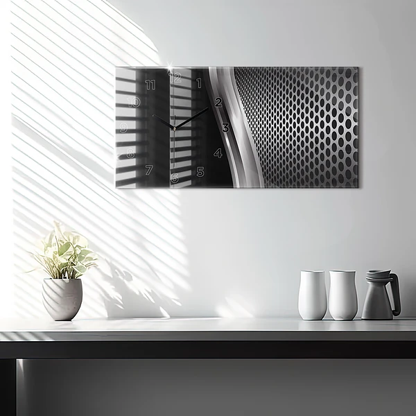 Horizontale Uhr mit motiv Schwarzes Metall Abstraktion