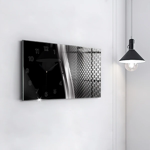 Horizontale Uhr mit motiv Schwarzes Metall Abstraktion