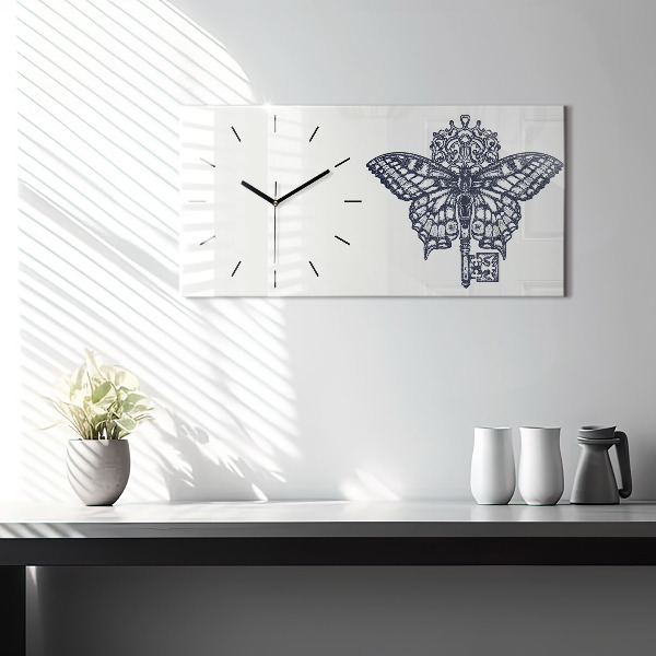 Horizontale Uhr Schmetterling und Schlüssel im Boho-Stil