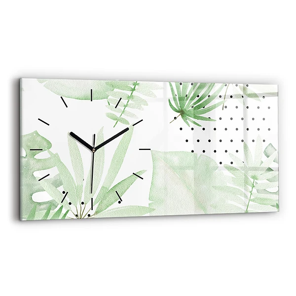 Horizontale Uhr Grüne Blätter