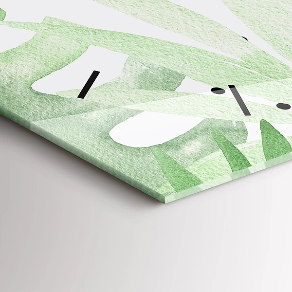 Horizontale Uhr Grüne Blätter