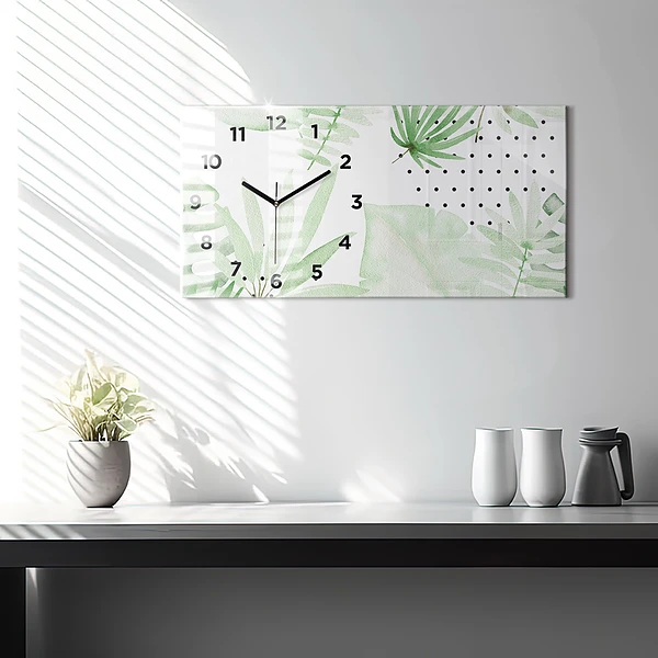 Horizontale Uhr Grüne Blätter