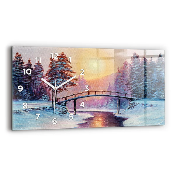 Horizontale Uhr mit motiv Weihnachtsbaum und Brücke