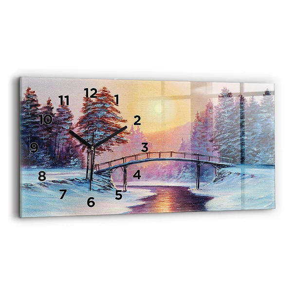 Horizontale Uhr mit motiv Weihnachtsbaum und Brücke