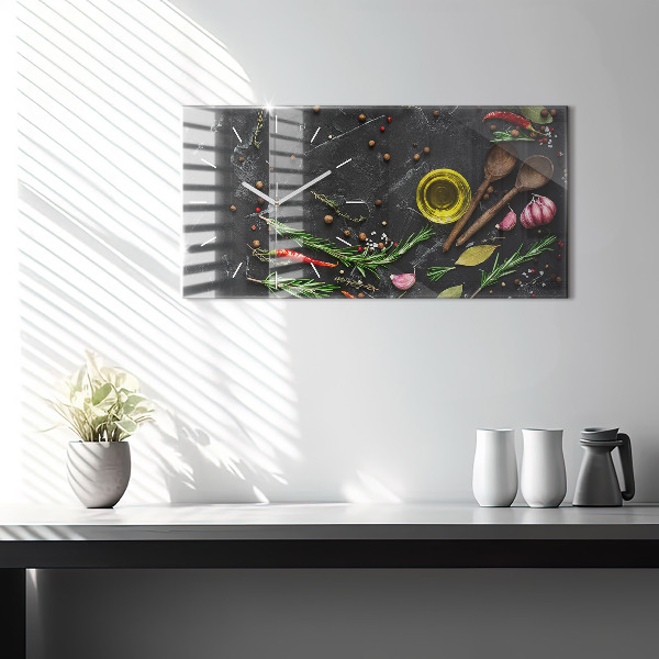 Horizontale Uhr Gewürze auf der Theke