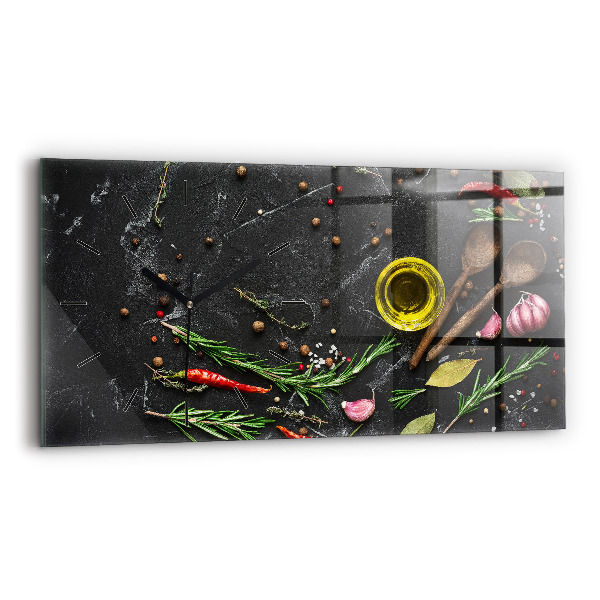 Horizontale Uhr Gewürze auf der Theke