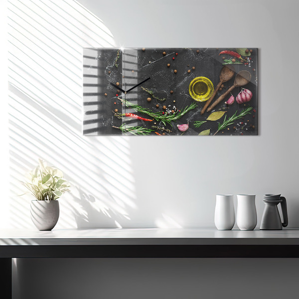 Horizontale Uhr Gewürze auf der Theke