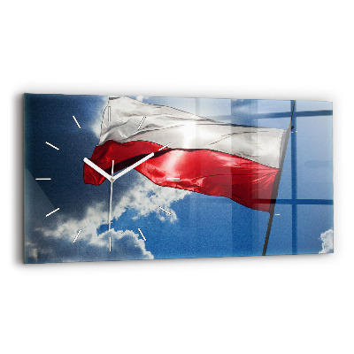 Horizontale Uhr Polnische Flagge gegen den Himmel