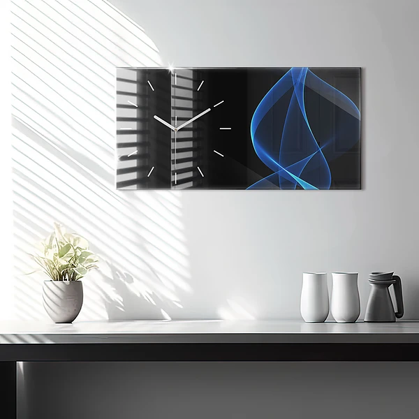 Horizontale Uhr Blaue Linien