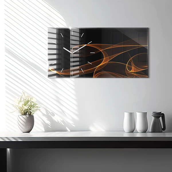 Horizontale Uhr mit motiv Orangefarbene Linien