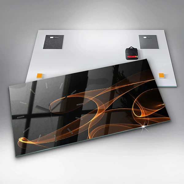 Horizontale Uhr mit motiv Orangefarbene Linien