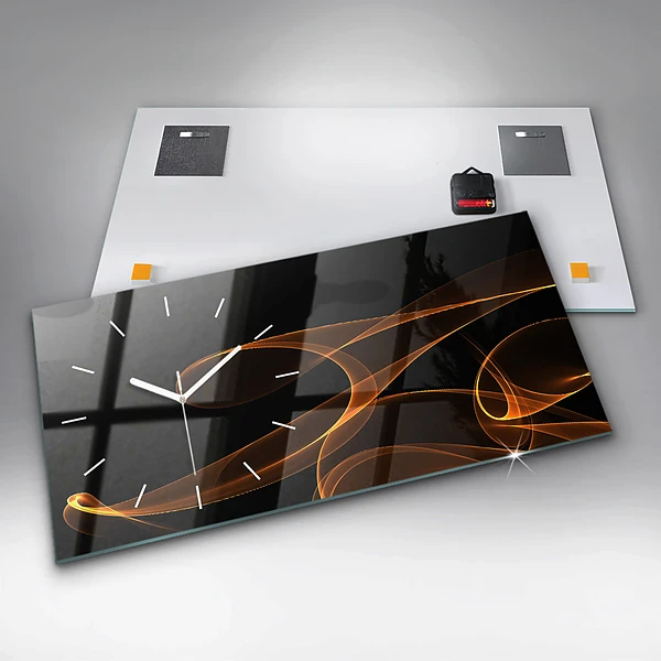 Horizontale Uhr mit motiv Orangefarbene Linien