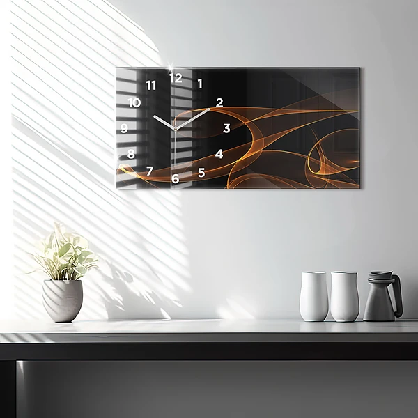 Horizontale Uhr mit motiv Orangefarbene Linien