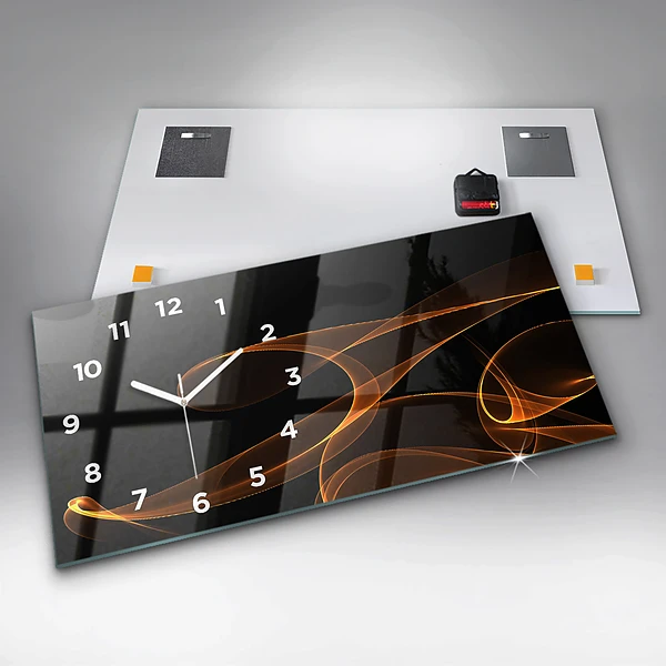 Horizontale Uhr mit motiv Orangefarbene Linien