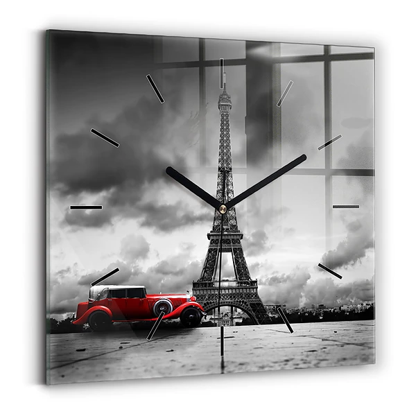 Wanduhr quadratisch mit motiv Effelturm Paris