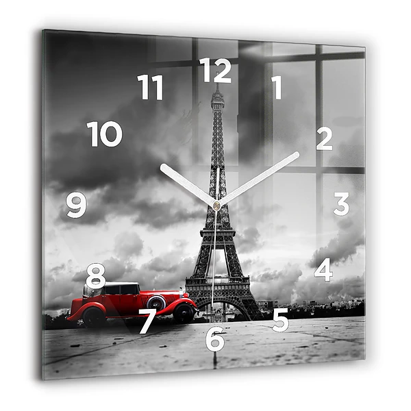 Wanduhr quadratisch mit motiv Effelturm Paris