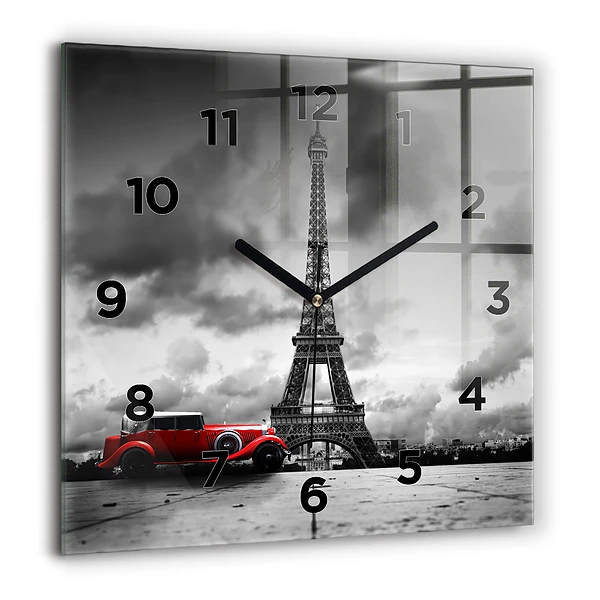 Wanduhr quadratisch mit motiv Effelturm Paris