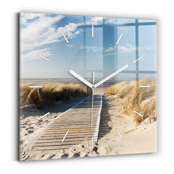 Wanduhr quadratisch Blick auf den Strand
