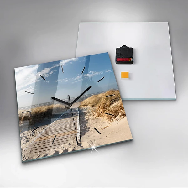 Wanduhr quadratisch Blick auf den Strand