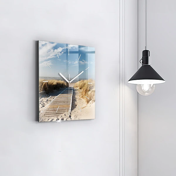 Wanduhr quadratisch Blick auf den Strand