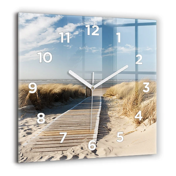 Wanduhr quadratisch Blick auf den Strand