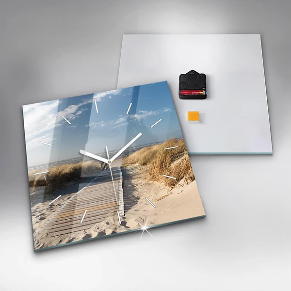 Wanduhr quadratisch Blick auf den Strand