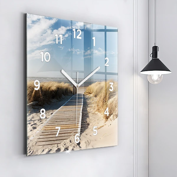 Wanduhr quadratisch Blick auf den Strand