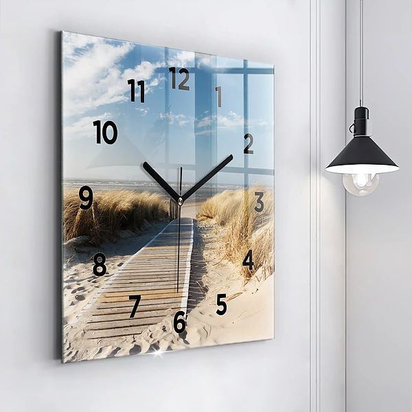 Wanduhr quadratisch Blick auf den Strand