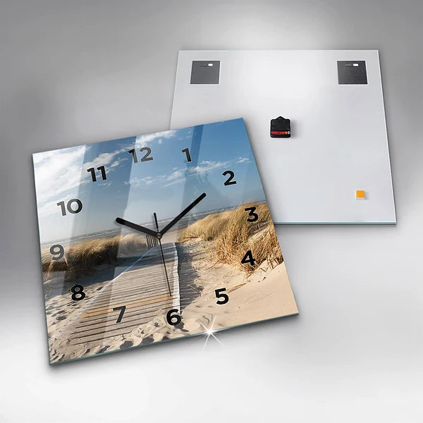Wanduhr quadratisch Blick auf den Strand