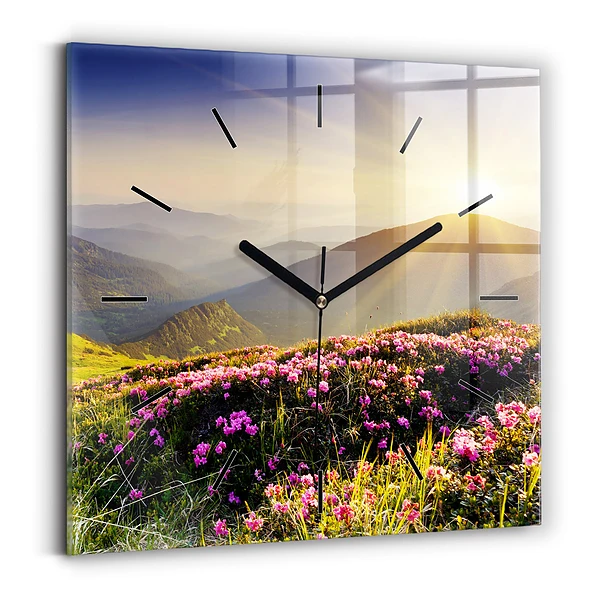 Wanduhr quadratisch Berglandschaft