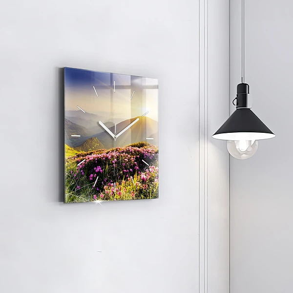 Wanduhr quadratisch Berglandschaft