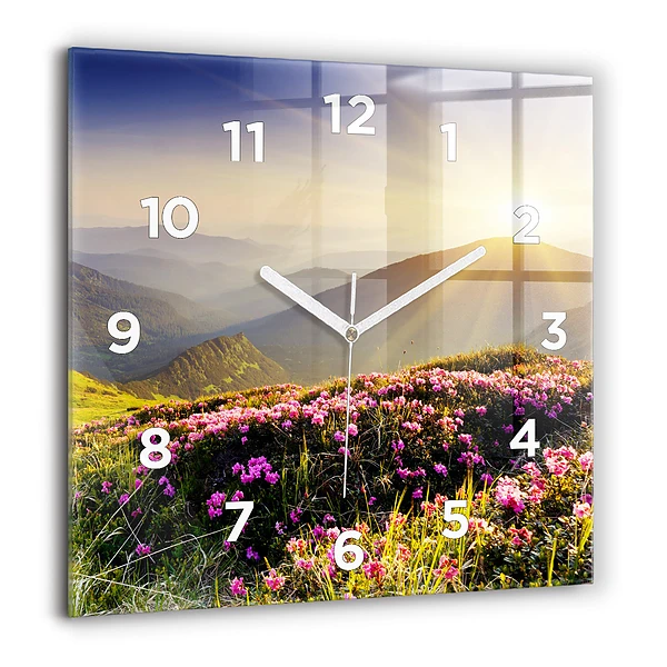 Wanduhr quadratisch Berglandschaft