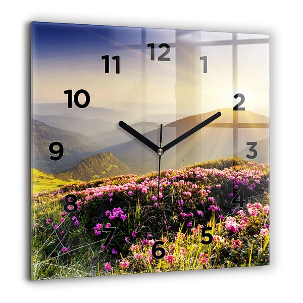 Wanduhr quadratisch Berglandschaft