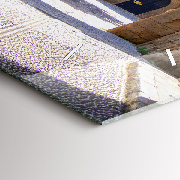 Wanduhr quadratisch mit motiv Malerische Straße von Rhodos