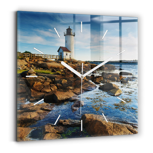 Wanduhr quadratisch mit motiv Annisquam-Leuchtturm
