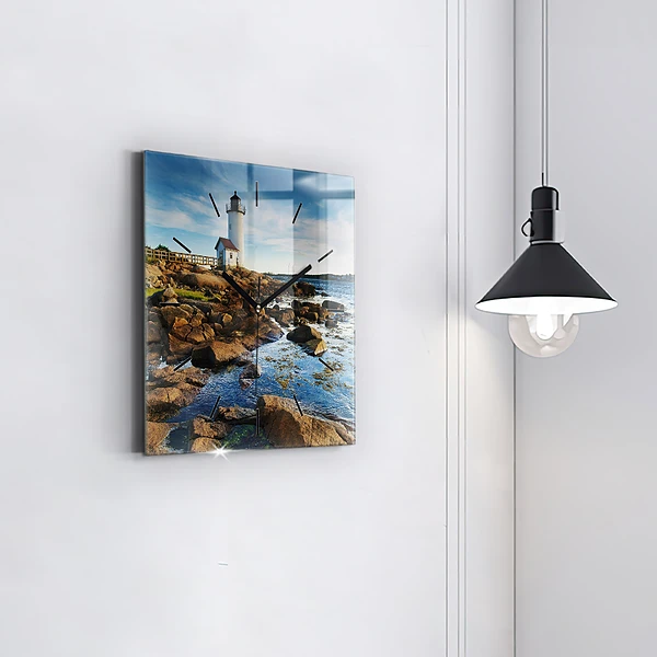 Wanduhr quadratisch mit motiv Annisquam-Leuchtturm