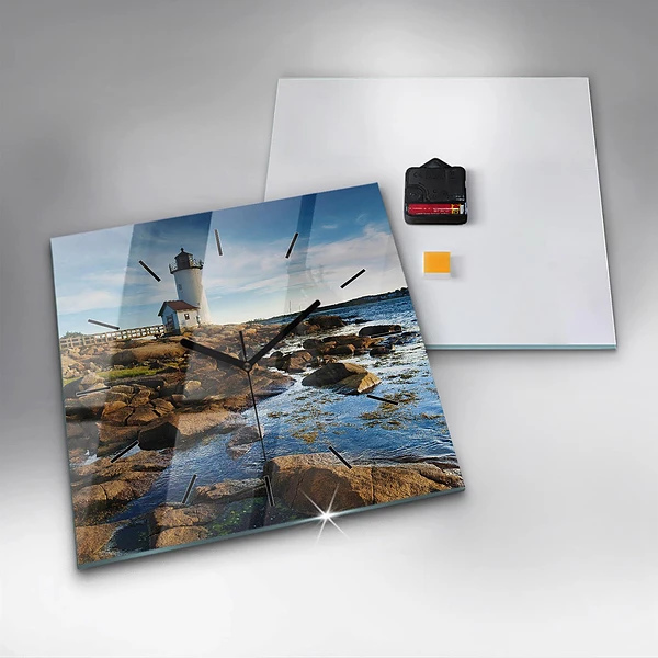 Wanduhr quadratisch mit motiv Annisquam-Leuchtturm