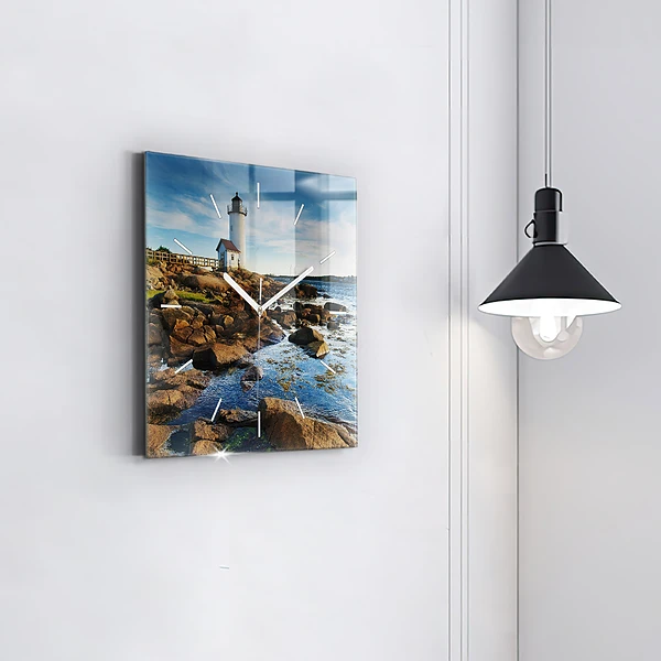 Wanduhr quadratisch mit motiv Annisquam-Leuchtturm