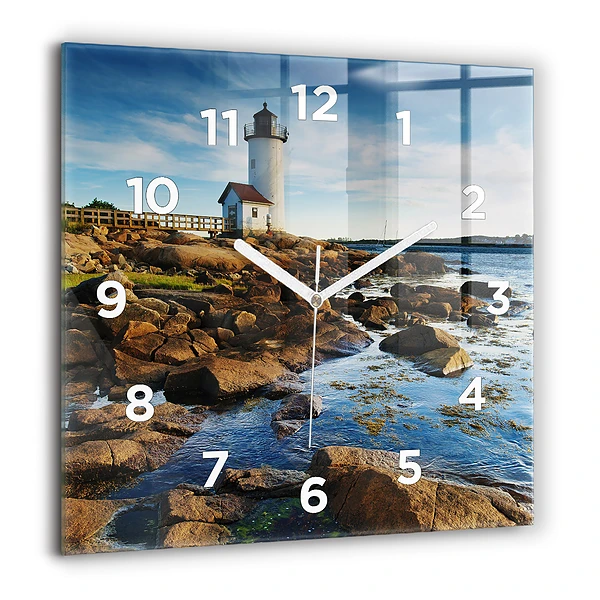 Wanduhr quadratisch mit motiv Annisquam-Leuchtturm