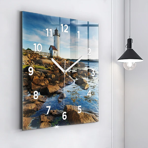 Wanduhr quadratisch mit motiv Annisquam-Leuchtturm