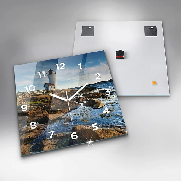 Wanduhr quadratisch mit motiv Annisquam-Leuchtturm